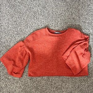 Bell Sleeve Cropped Orange Sweater